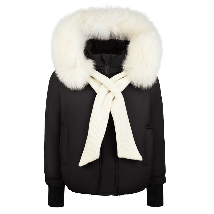 Pramie Girls Black/Ivory Shawl Jacket 4–16 | Elegant Two-Tone Winter Coat