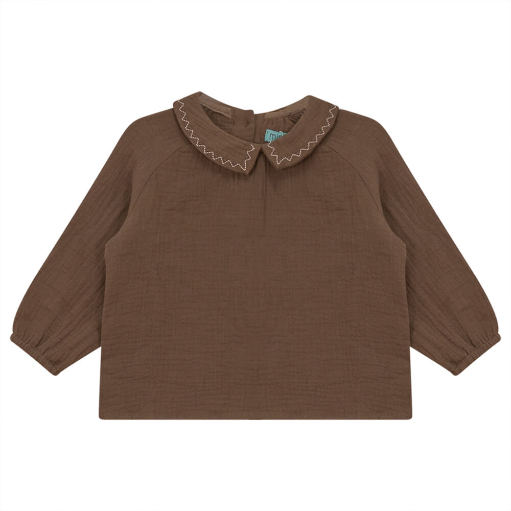 pompomme embroidery coconut gauze shirt