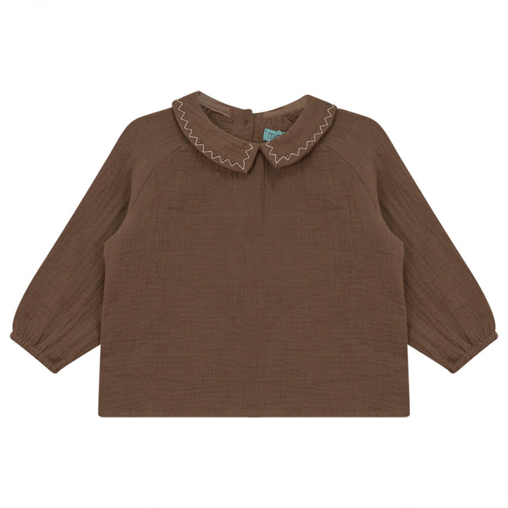 pompomme embroidery coconut gauze shirt