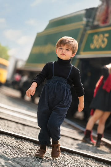 Mini Moda Navy Heirloom Overalls
