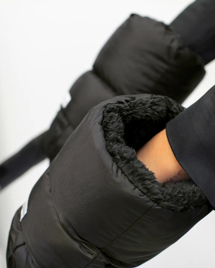 7 AM Black Plush Warmmuffs