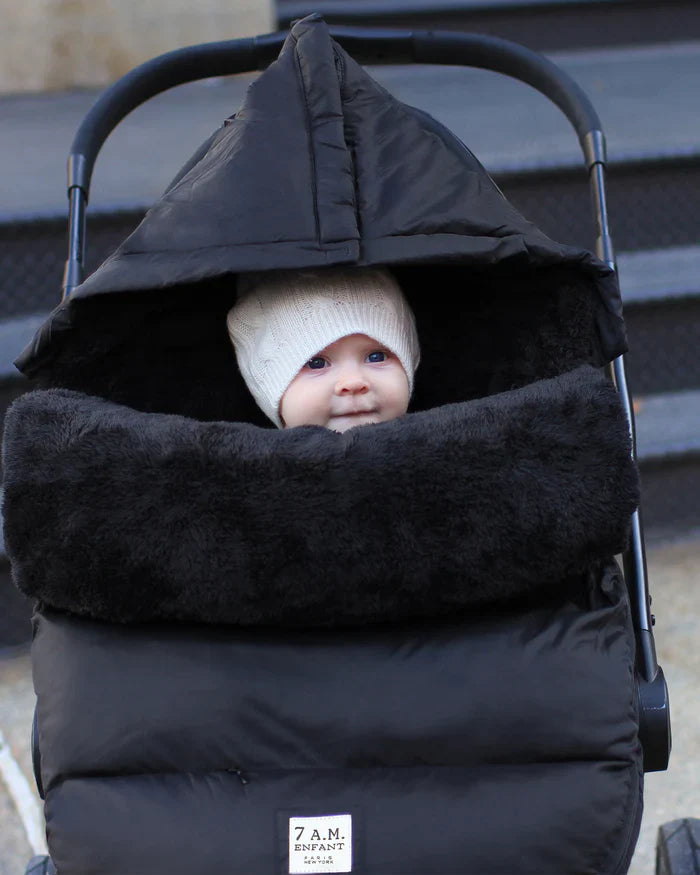 7AM Enfant Black PlushPOD – Ultra-Warm Baby Stroller Cover