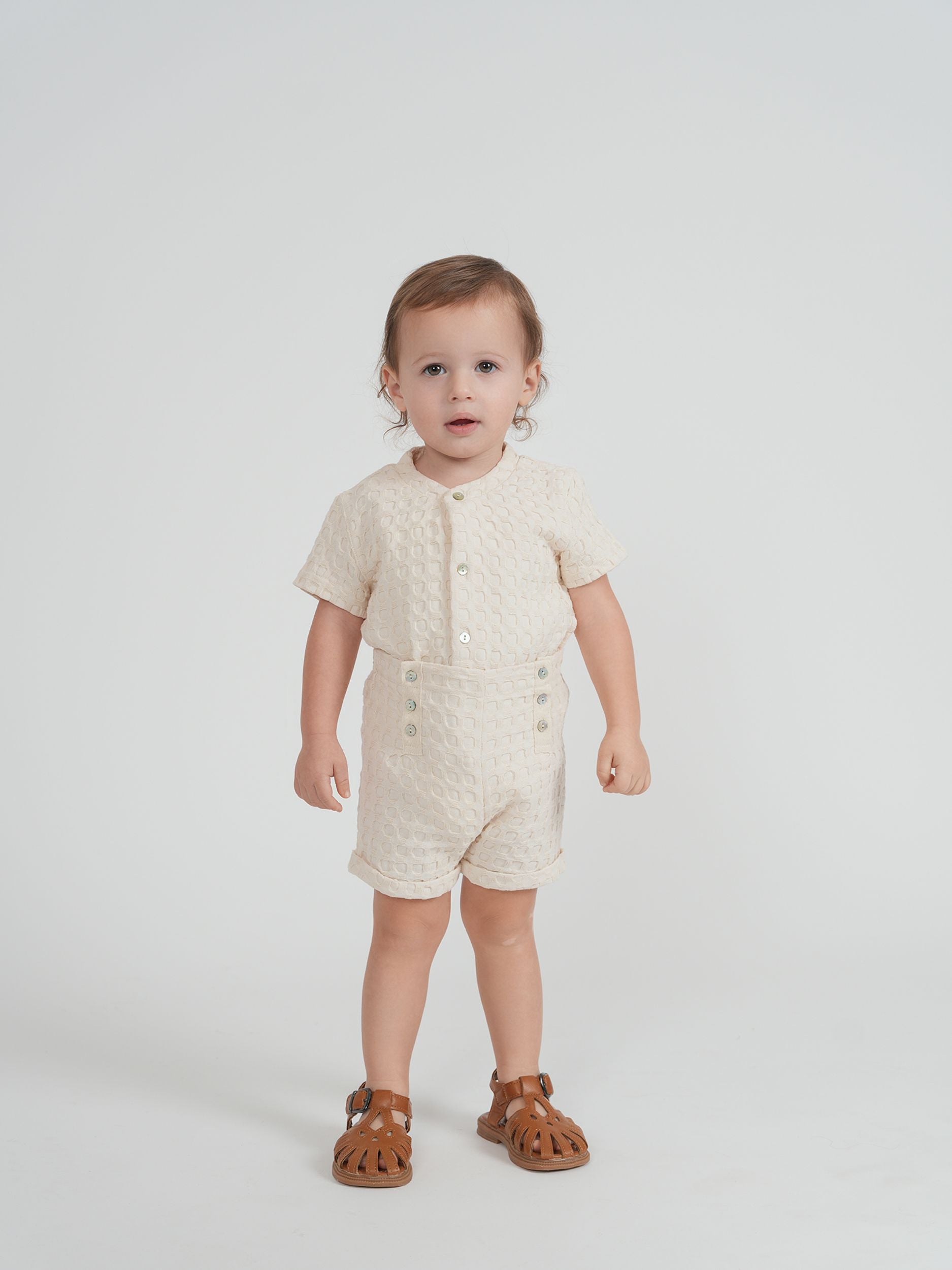 Little Fragile - Boys 2pc in Textured Waffle Fabric