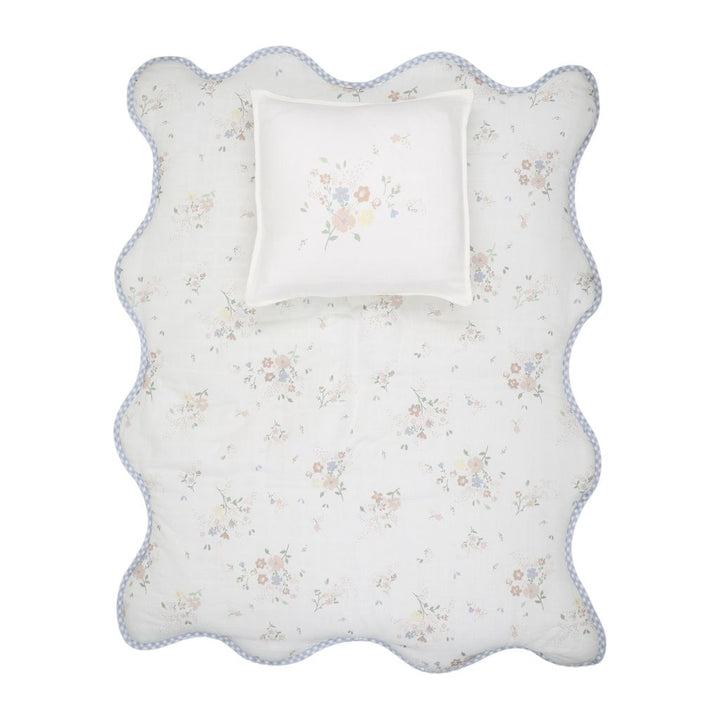Peluche Gingham Floral Blanket + Pillowcase