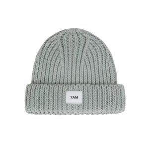 A flat-lay view of the 7AM Enfant chunky beanie in mirage.