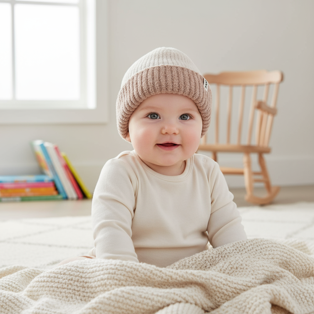 7AM Enfant 2-Tone Fuzzy Ribbed Beanie – Cozy Knit Hat