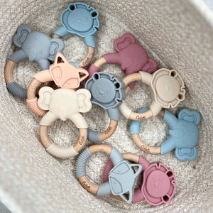 Calla & Friends - Elephant Silicone Teether: Linen