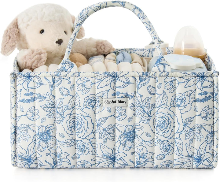 Beautiful Floral Print Diaper Caddy - A Perfect Baby Shower Gift & Nursery Decor