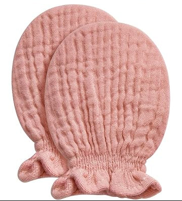 100% Cotton Muslin Mittens for Baby 0-6 Months