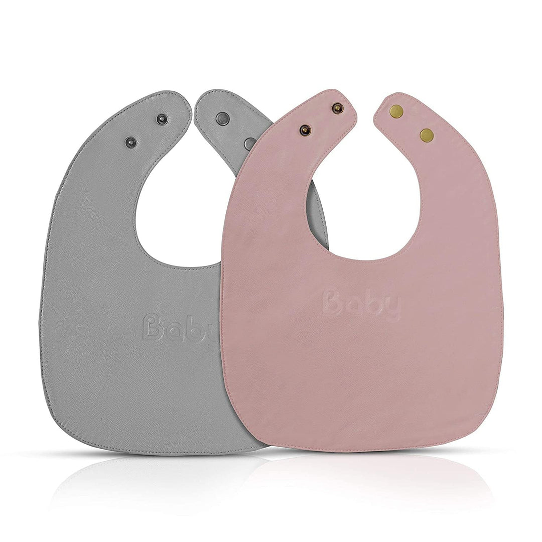 bleu la la basic set of soft vegan leather easy clean bibs