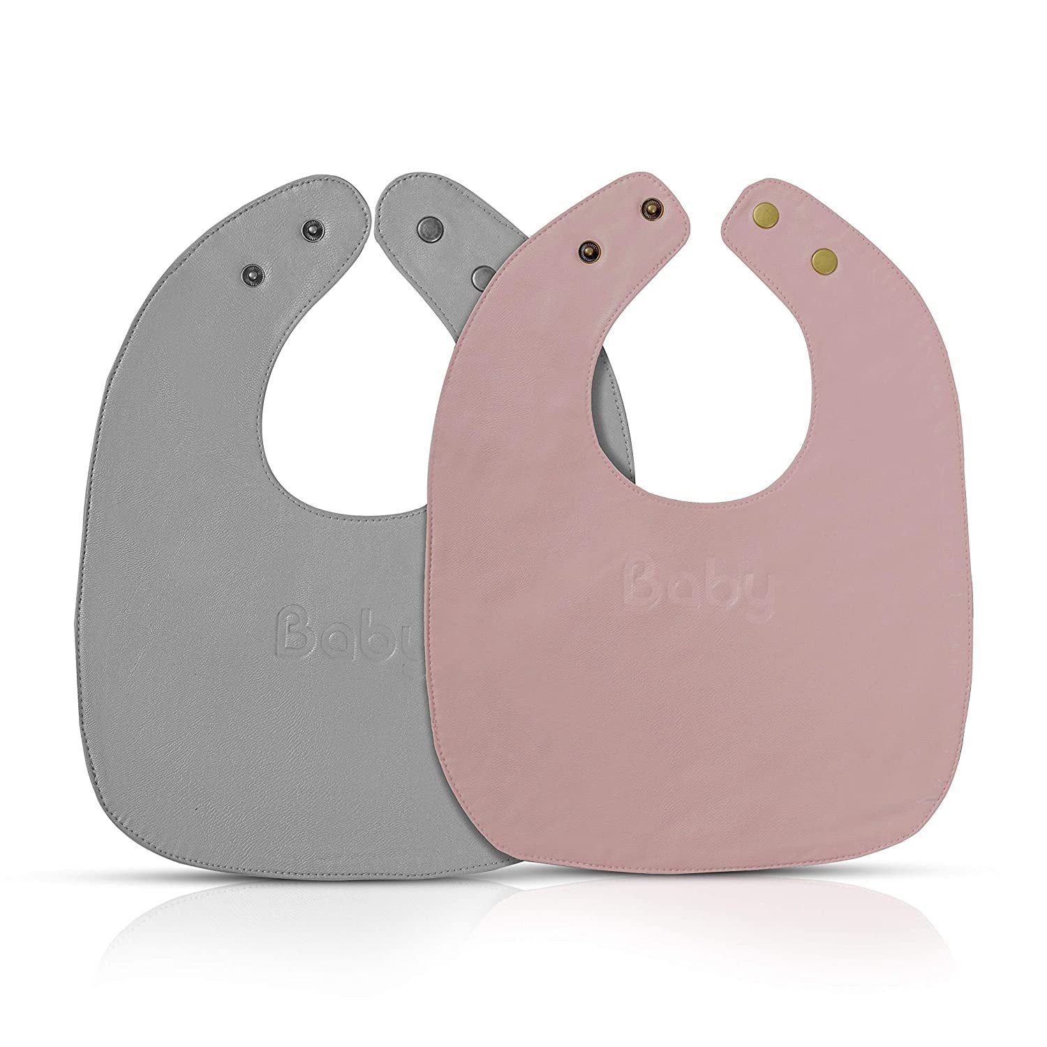 bleu la la basic set of soft vegan leather easy clean bibs