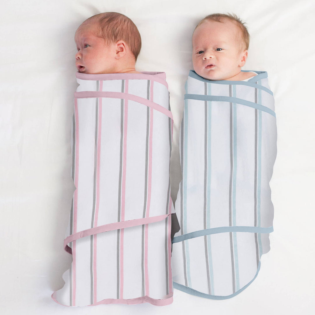 Miracle Blanket- The #1 Pediatrician-recommended Swaddle - Pink With Gray Stripes Miracle Blanket