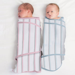 Miracle Blanket- The #1 Pediatrician-recommended Swaddle - Pink With Gray Stripes Miracle Blanket