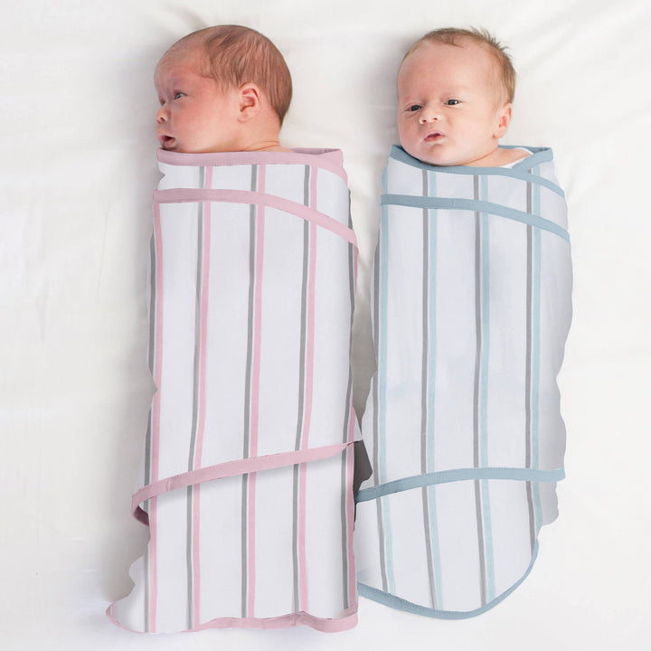 Miracle Blanket- The #1 Pediatrician-recommended Swaddle - Pink With Gray Stripes Miracle Blanket