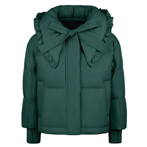 Pramie Girls Green Bow Collar Jacket – Luxury Designer Outerwear (Sizes 5–16)