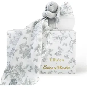 Tartine et Chocolat Toille Gift Set Bottle + Doudou Grey