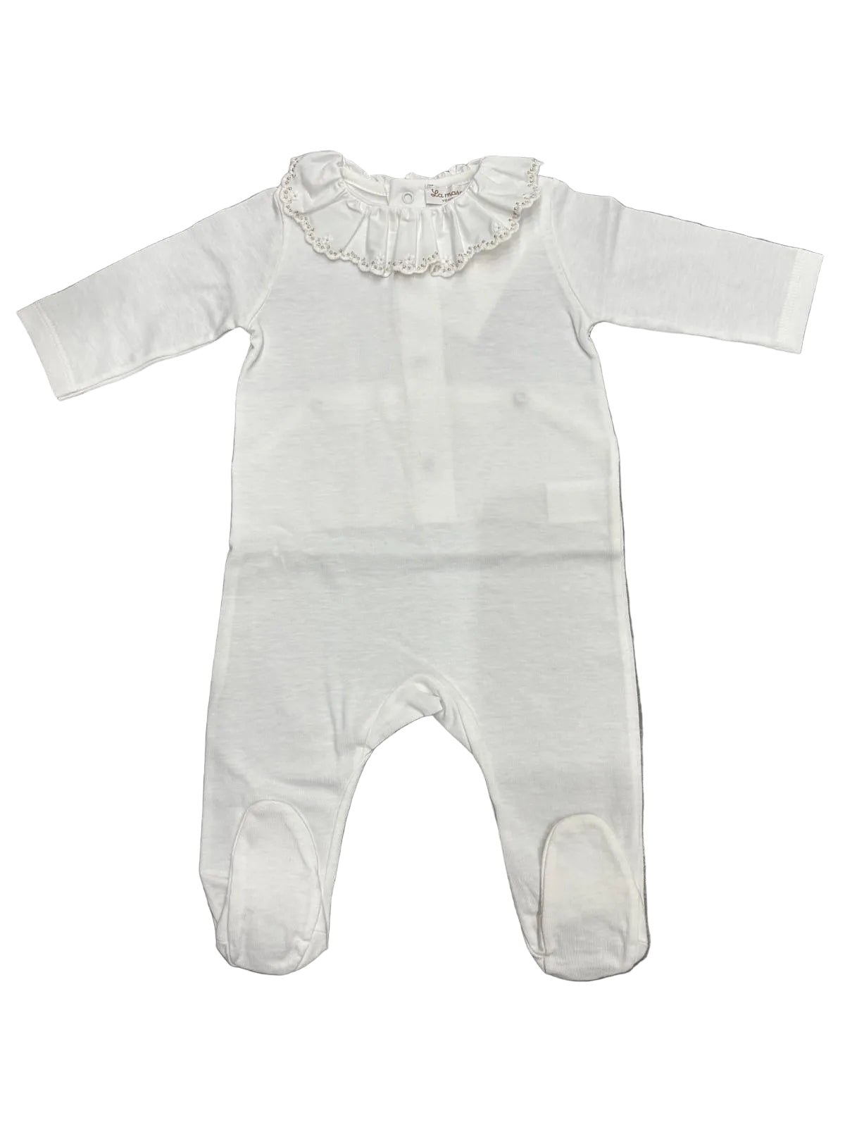 La Mascot-White Stretchie Embroidered Edge Collar