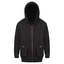 IBIS Boys' Premium Black Velour Full-Zip Hoodie – Heavyweight Faux Fur Lined Jacket – Warm & Durable Activewear – Sizes 4-24