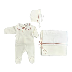 La Mascot Sailor Layette 3Pc Set Ivory/Pink