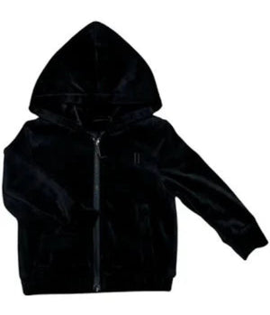 Premium Black Velour Hoodie – Faux Fur Lined Zip-Up Jacket – Sizes 4-24 Unisex