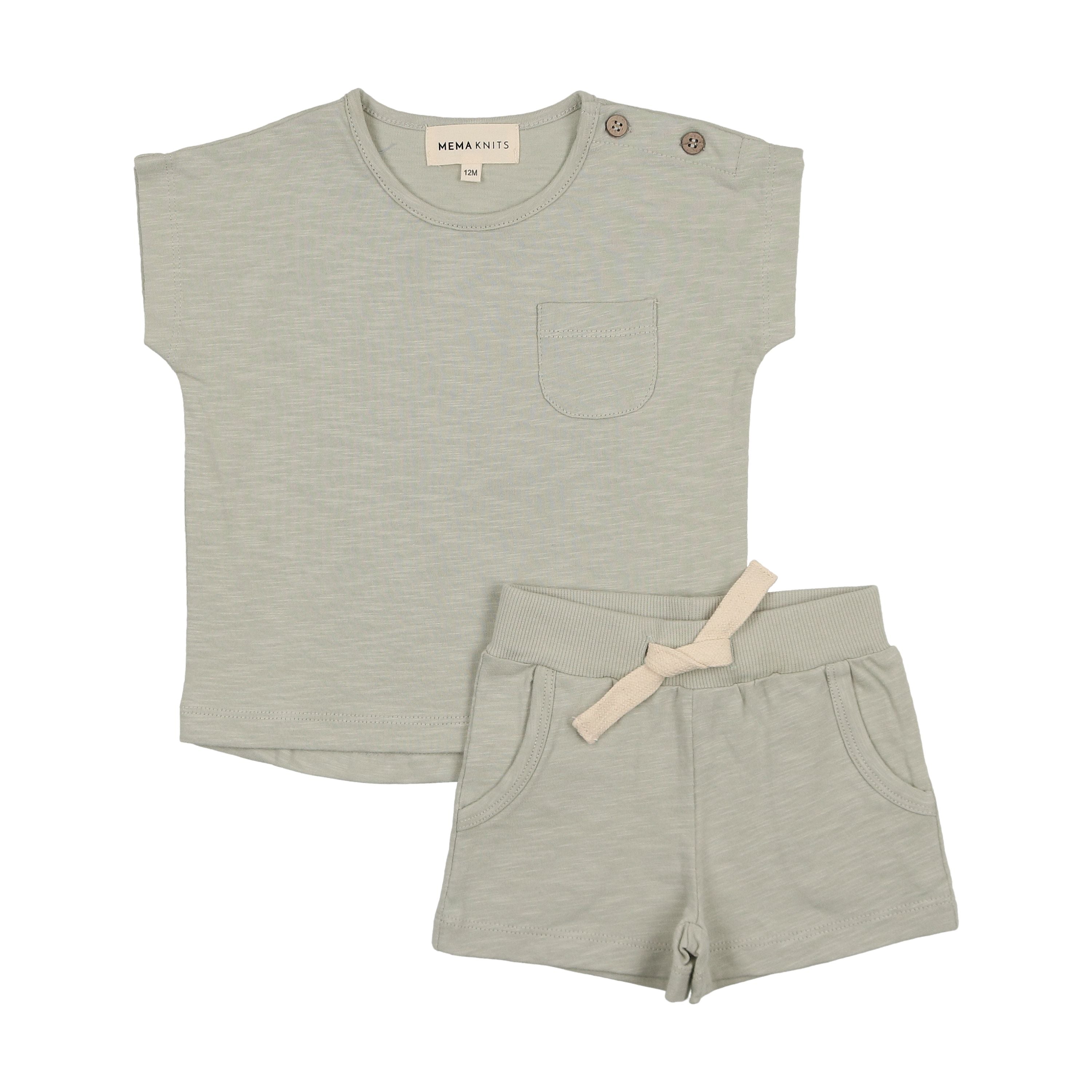 Mema Knits Mint Green Short Sleeve Tee + Shorts