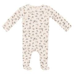 Fragile Cream Flower Star Print Footie