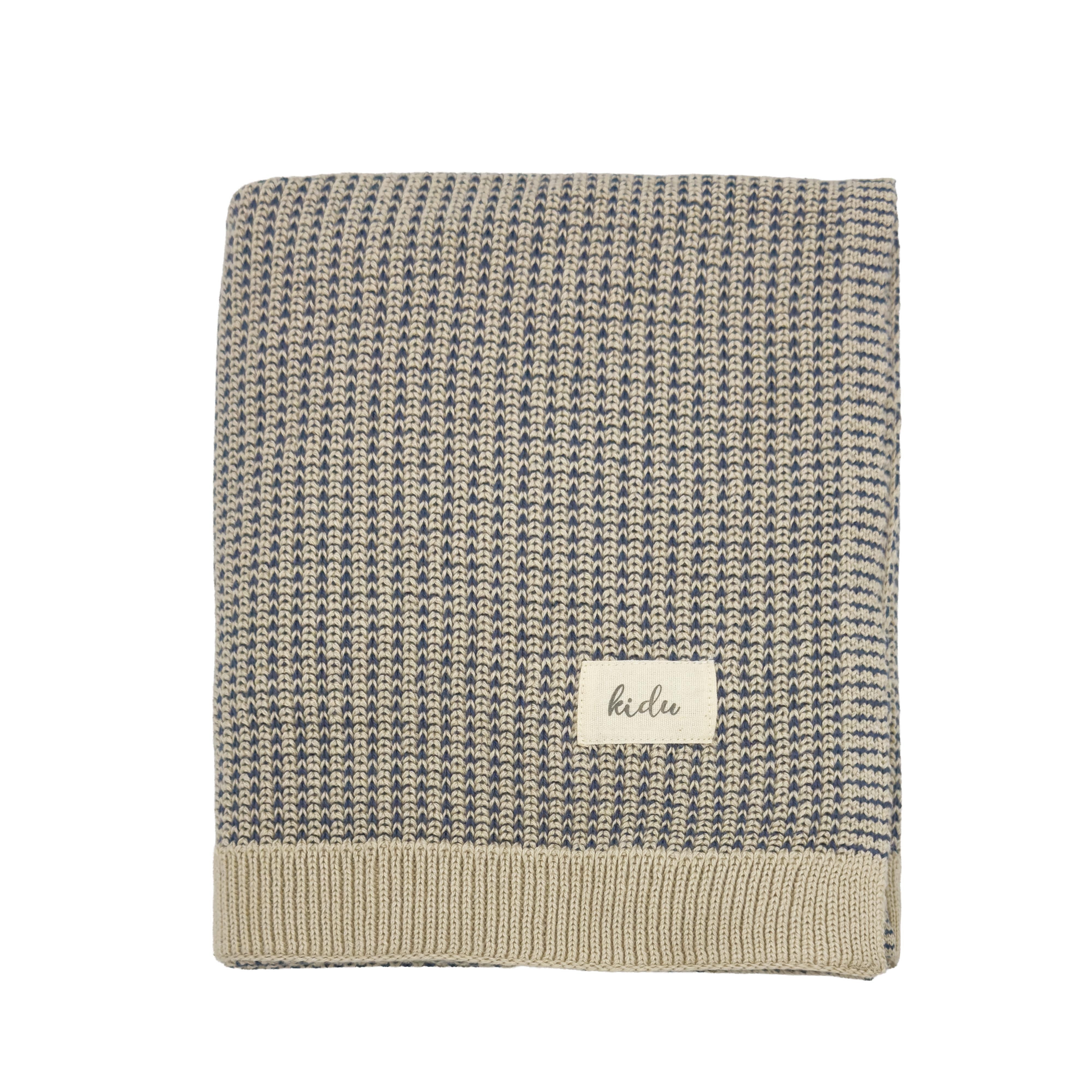 Kidu 100% Organic Cotton Knitted Baby Blanket Gift Set