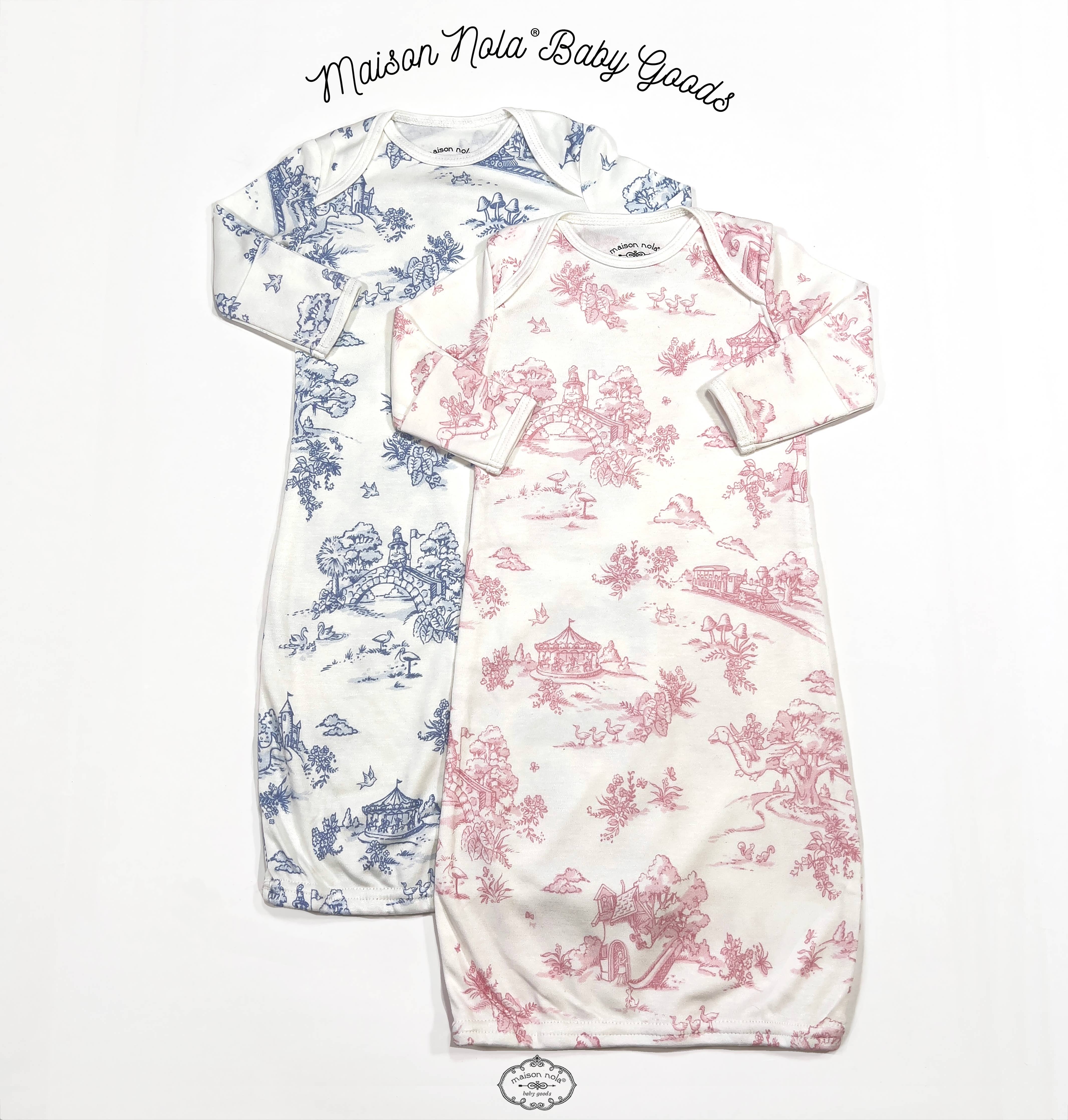 Maison Nola Baby - Bamboo Baby Gown: Grey / 0-3M