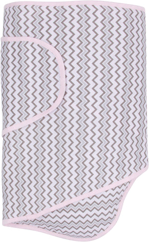 Miracle Blanket- The #1 Pediatrician-recommended Swaddle - Chevrons with Pink Trim Miracle Blanket