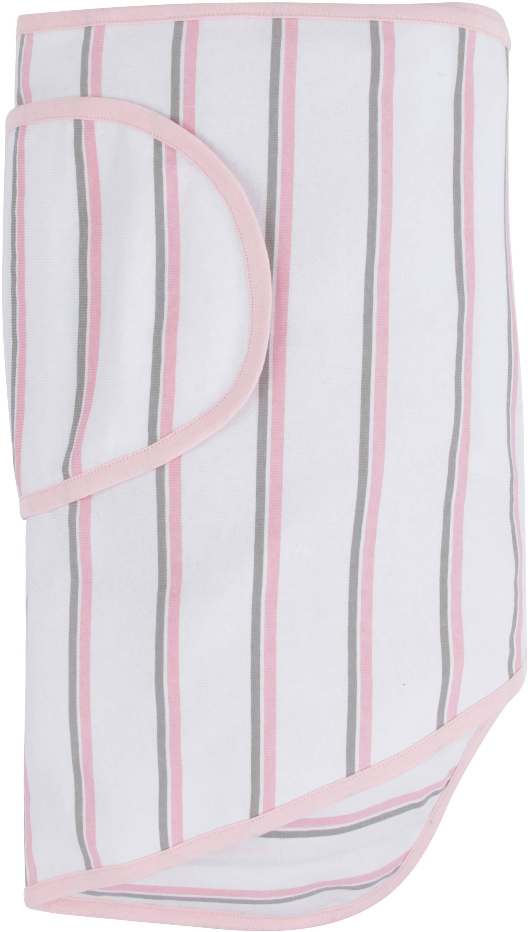 Miracle Blanket- The #1 Pediatrician-recommended Swaddle - Pink With Gray Stripes Miracle Blanket