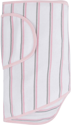 Miracle Blanket- The #1 Pediatrician-recommended Swaddle - Pink With Gray Stripes Miracle Blanket