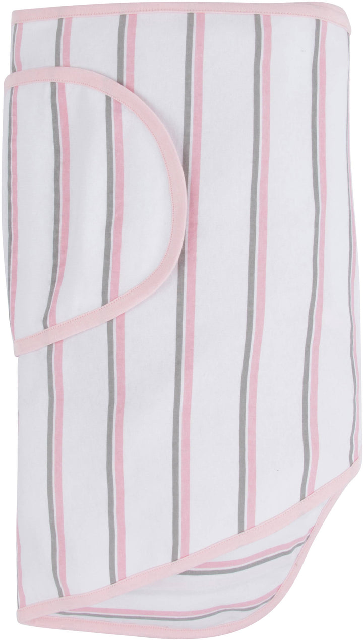 Miracle Blanket- The #1 Pediatrician-recommended Swaddle - Pink With Gray Stripes Miracle Blanket