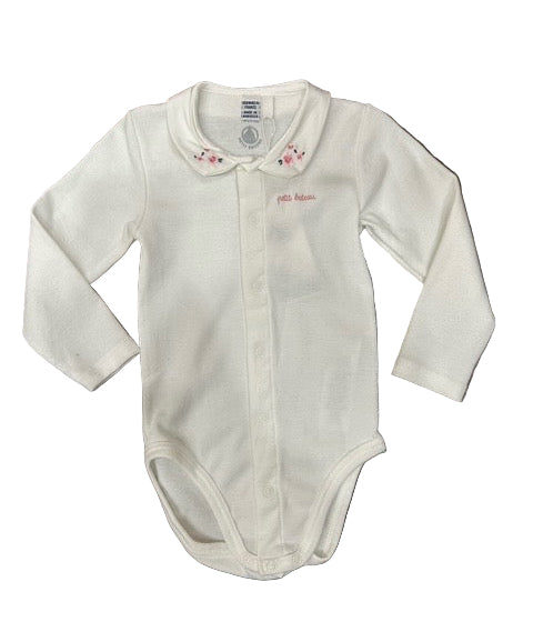 Petit Bateau - White Flower Collar Bodysuit