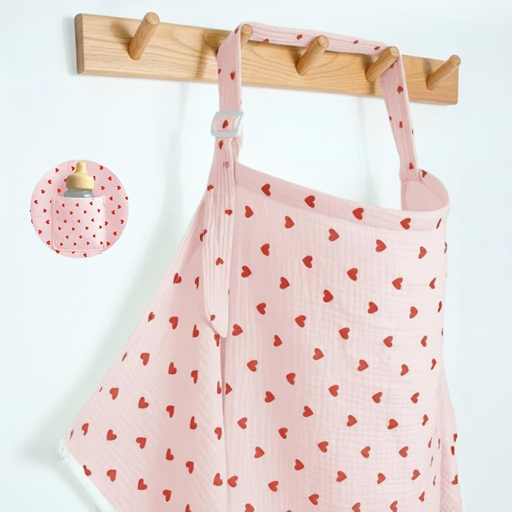 Hearts Muslin Nursing Cover