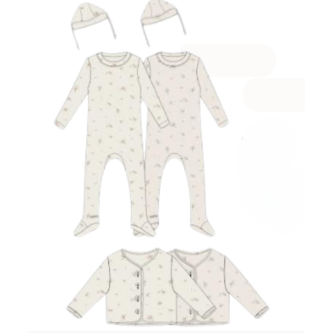 Little Parni Floral Cardigan Layette Set + Bonnet – Premium Layette Set