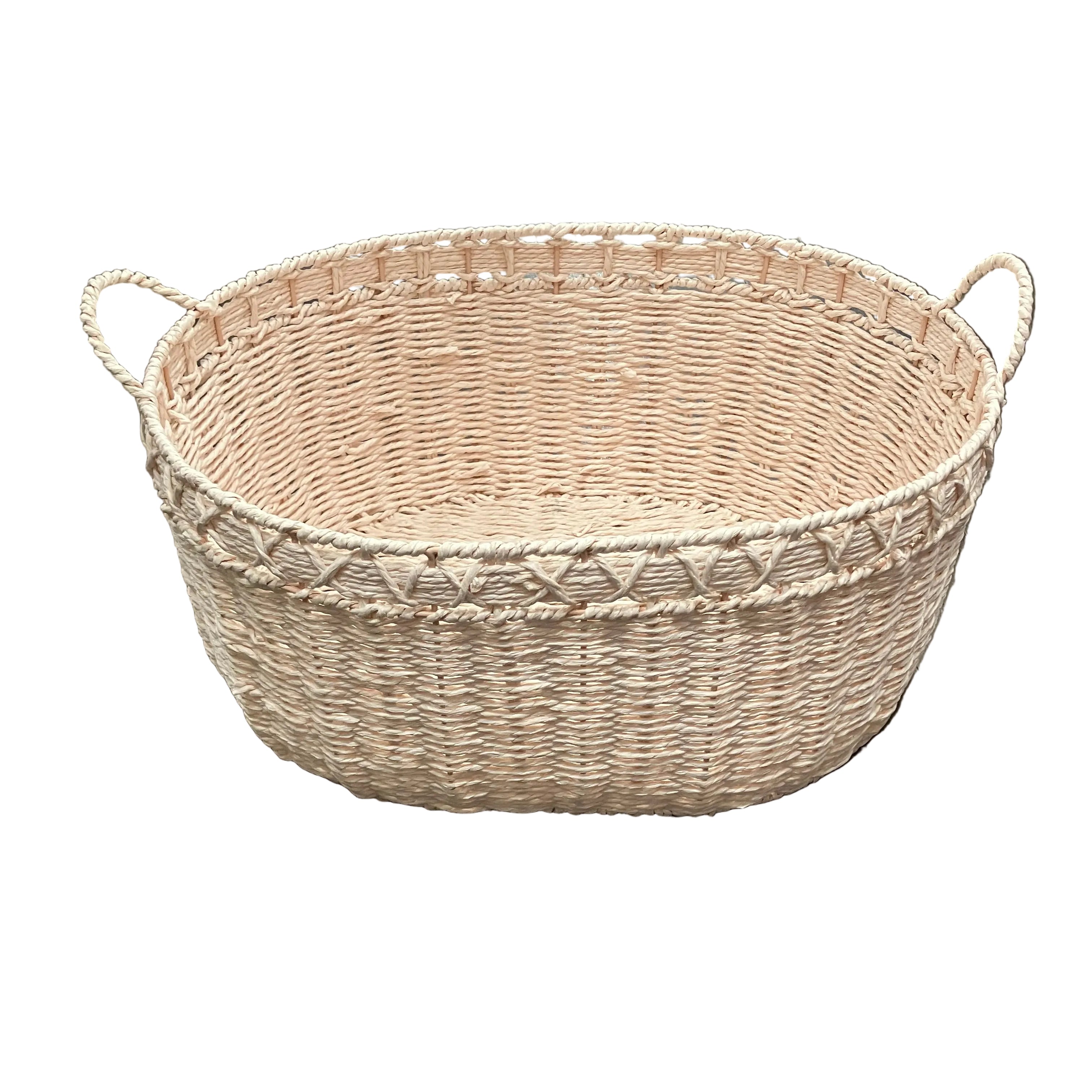 Pink Woven Large Basket
