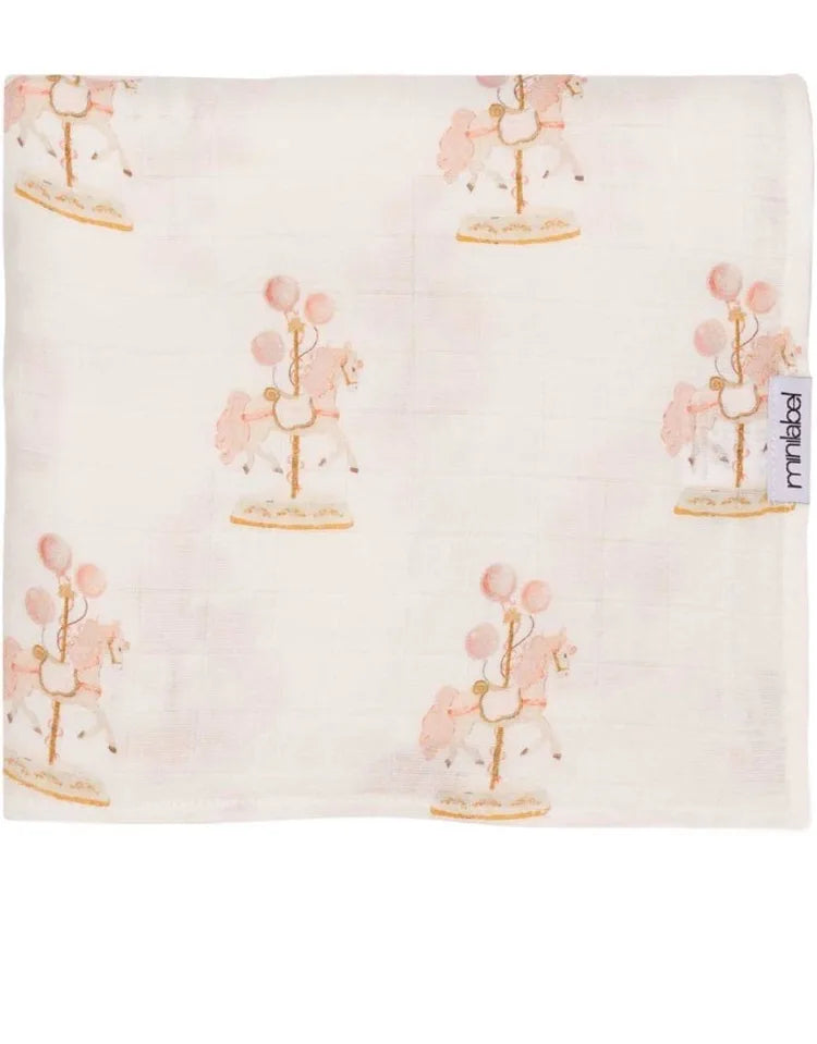 Mini Label- Water Print Carousel Swaddle -Girls