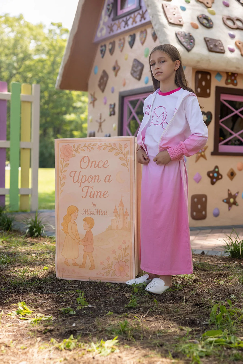 Miss Mini Cross Stitch nightgown for girls, soft cotton sleep dress with delicate cross stitch detail