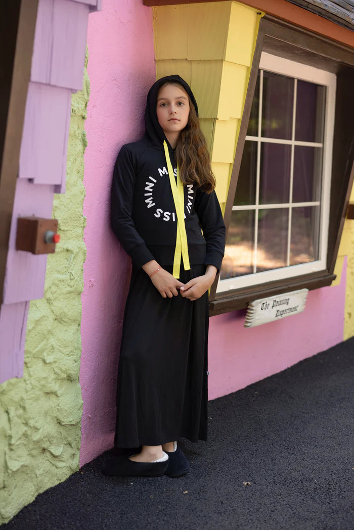 Miss Mini Neon Logo hoodie for kids, soft cotton pullover sweatshirt with bold neon logo graphic