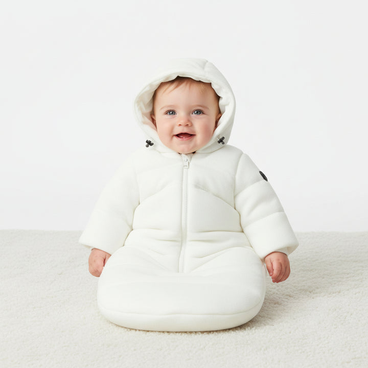 Pramie Ivory Knit Baby Snowsuit 3M–9M | Cozy Winter Bunting for Infants