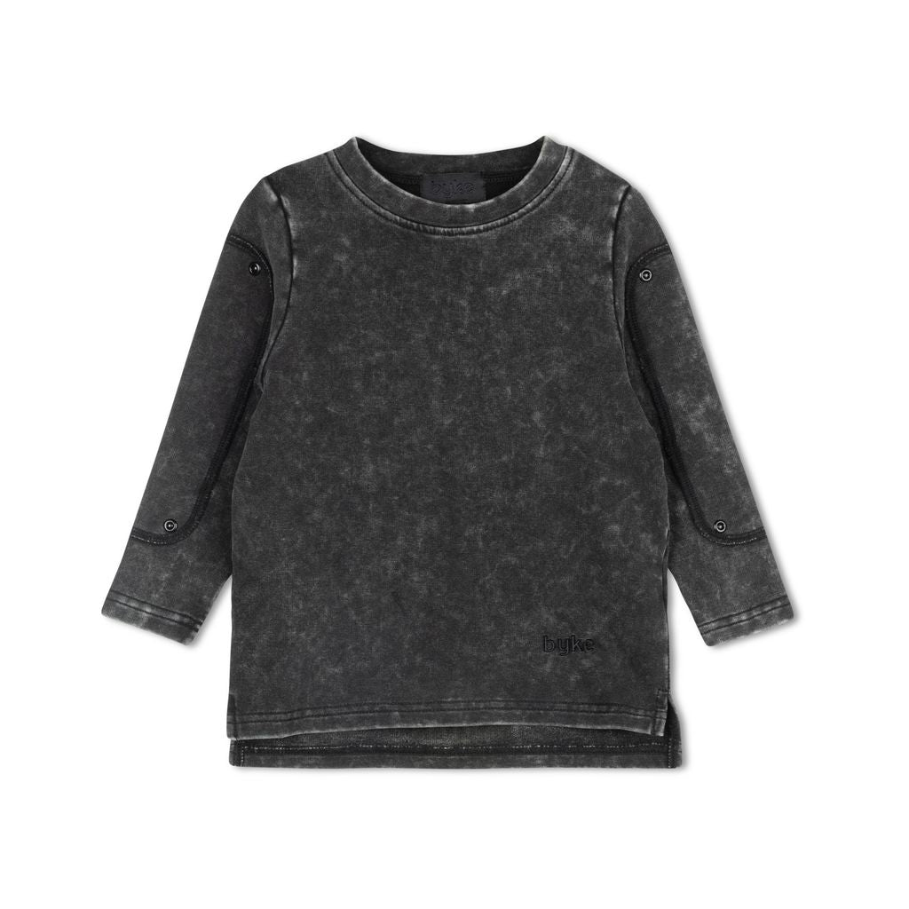 Byke Black Wash Denim Patch Crewneck