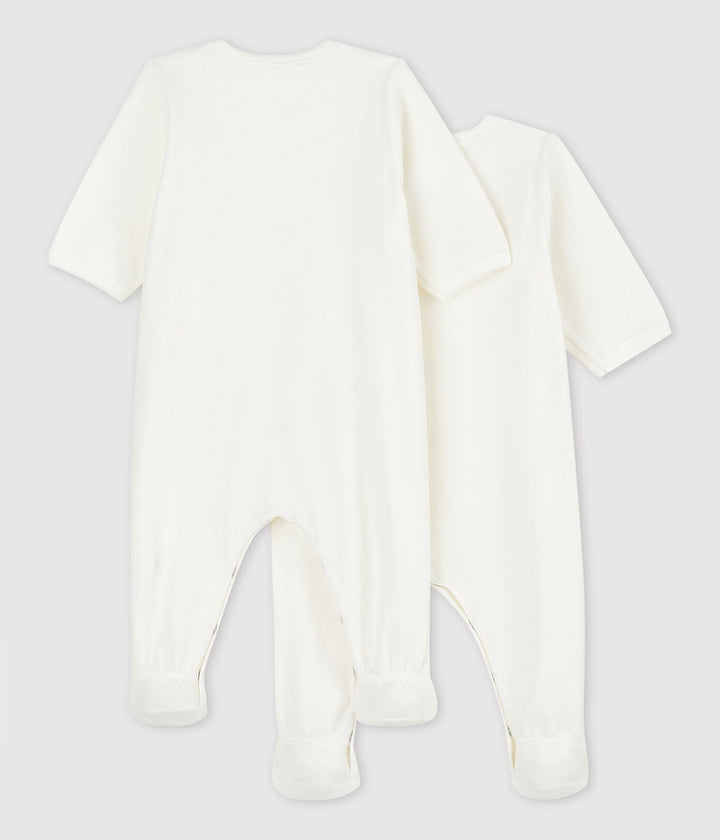 Petit Bateau 2 Pack Front Snap Velour Footie