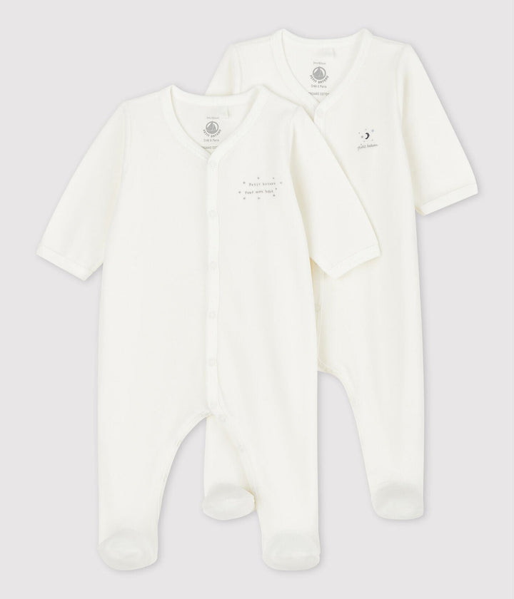 Petit Bateau 2 Pack Front Snap Velour Footie