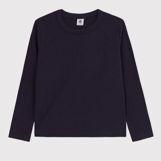 Petit Bateau Women’s Iconic Cotton Round Neck Long Sleeve T-Shirt (Black)