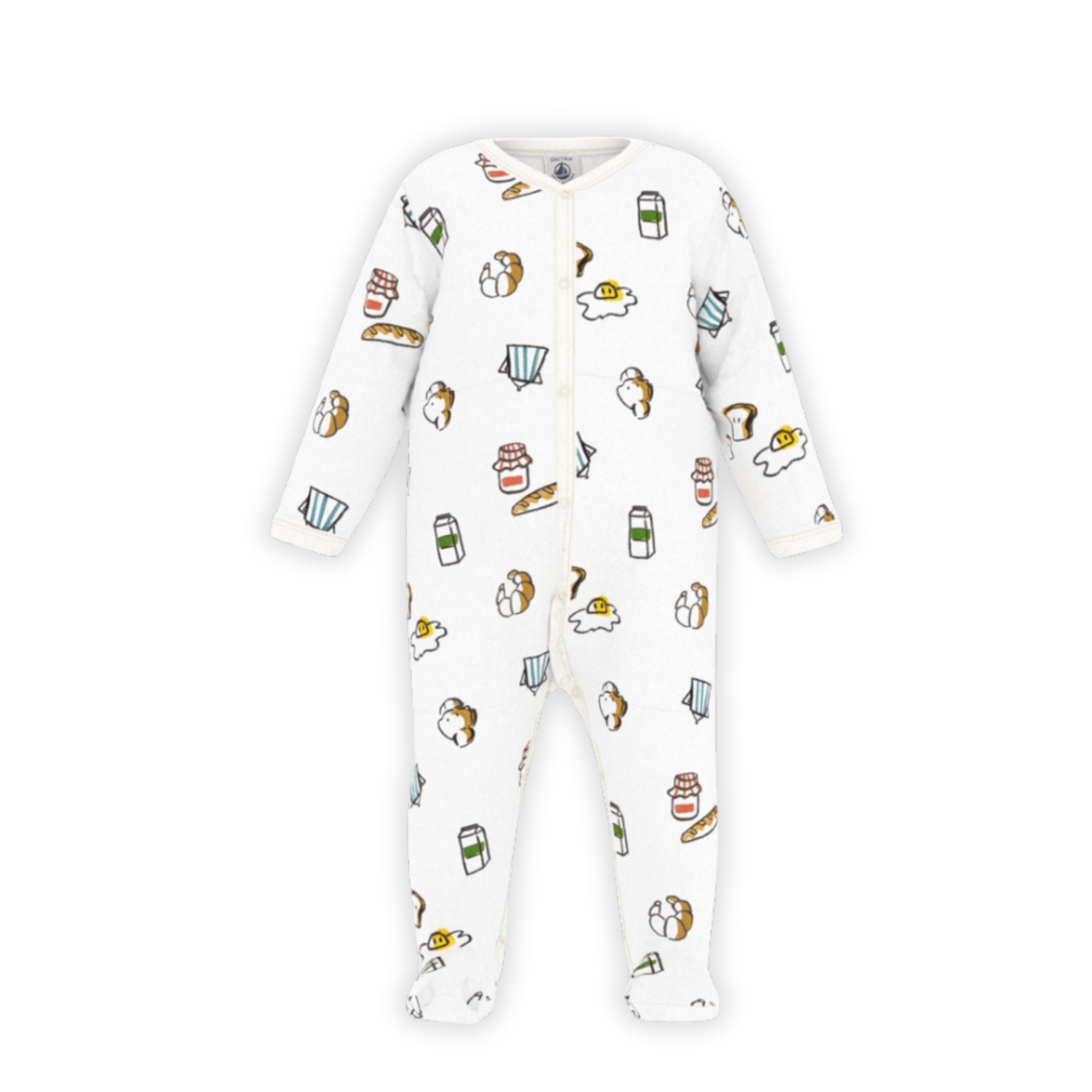 Petit Bateau | Breakfast‑Print Long‑Sleeve Baby Romper
