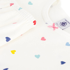 Petit Bateau - Girl Loungewear Short Sleeve Multi Hearts Top and Shorts