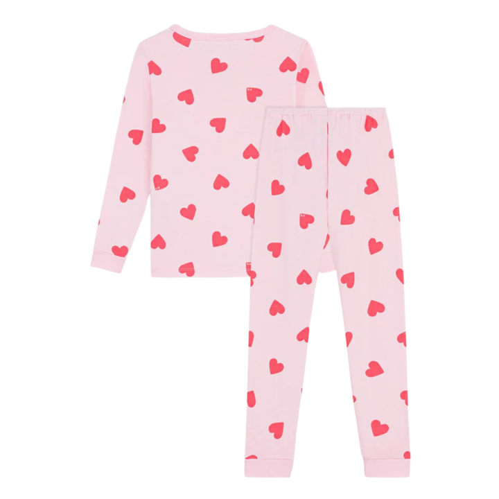 Petit Bateau Girl Loungewear Long Sleeve Heart Print Top and Pants