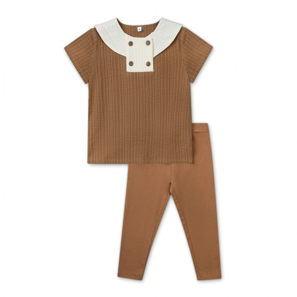 Bonjour -brown sailor collar boys 2pc