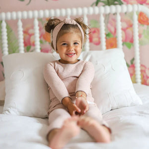 Ely's & Co Pink Black Pindot Ribbed Knot Headband