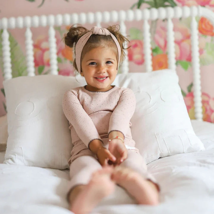Ely's & Co Pink Black Pindot Ribbed Knot Headband